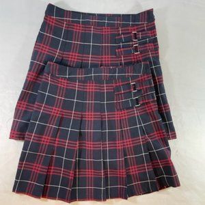Set of 2 Plaid Uniform Skirts